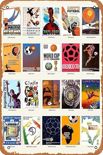 Geroclonup Affiche en métal vintage décorative de la Coupe du monde de football - 30 x 40 cm