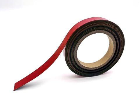 10m Red Magnetic Strip Roll with Dry Wipe Clean Finish