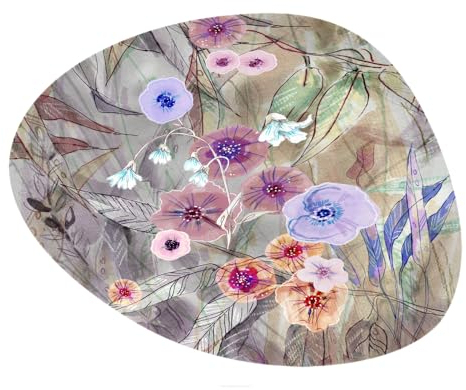 Arco Oval Tischmatte für Tisch mit Aufdruck 36x32 cm - Aufdruck Primavera, mehrfarbige Muster, Bunt - Tischset, Tischdekoration für das Esszimmer, für Esstisch, Küchentisch - Einzigartiges Tischset