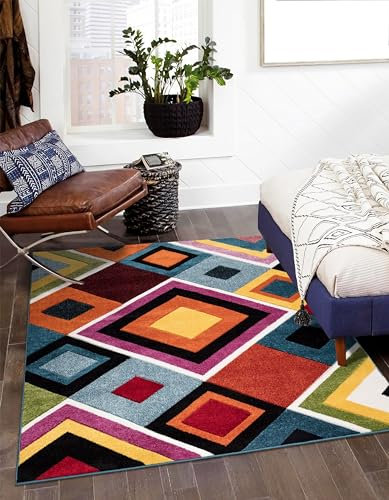 SHAZ HOME Classic Designers Extra Large Multicoloured Rugs Colourful Rugs for Bedroom Living Room Soft Thick Floor Mat Door Mat (Box, 80 x 150 cm)