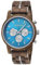 Holzwerk Germany Handgefertigte Designer Herren-Uhr Öko Natur Holz-Uhr Chronograph Armband-Uhr Analog Quarz-Uhr Braun Blau Datum Holz