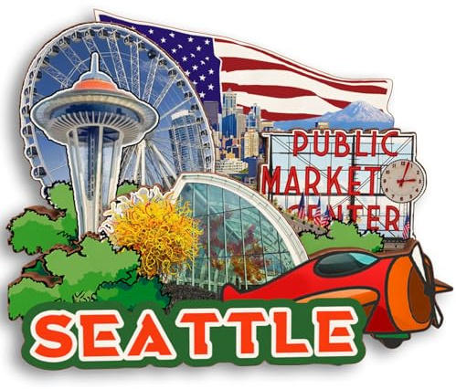 Seattle USA Kühlschrankmagnet, Kühlschrank Magnete, 3D, Reise-Souvenir, Geschenk, Heimdekoration