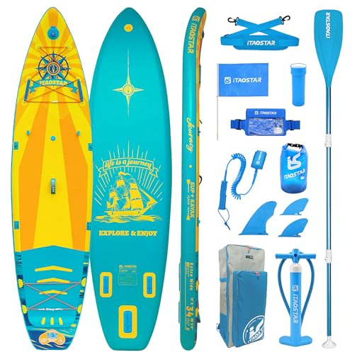 iTAOSTAR Journey J05A Stand Up Paddling Board,Extrabreit Sup Borad für Anfänger, Aufblasbare Paddle Board mit Hochwertigem Zubehör,Sup Board Set for Adults,Aufblasbare Boards für Stand-up Paddling