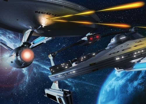 Displate Offiziell Star Trek MetallPoster Magnetische Befestigung Inklusive Lizenziert Bilder Hochwertiges Poster Ships Of The Line Enterprise vs Reliant Poster 45 cm x 32 cm