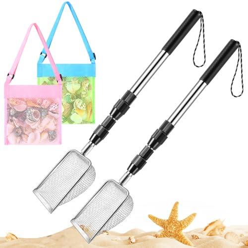 POILKMNI New Upgraded 2 Pcs Shark Tooth Sifter with Seashell Bags