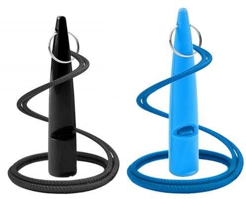 OioTuyi Professionelle Hundepfeife für Rückruf, Hochfrequenz Lautlos, Ideal für Hundeerziehung, Inklusive Pfeifenband(Schwarz+Blau)