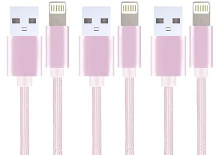 iPhone Charger Cable 3Pack MFi Certified Fast Charge Lightning to USB Cable Compatible with iPhone 14 Pro Max 13 Pro 12 Pro 11 Pro Max Xs Xr X 8 7 6 Plus 5S SE (Rose Gold, 3 Meter ( 3 pack))