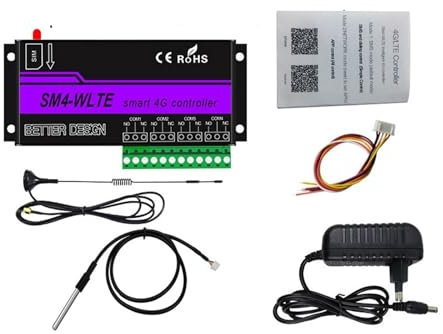Télécommande SMS GSM 4G LTE APP, relais à 4 canaux, interrupteur marche/arrêt for commande de moteur d'ouverture de porte Ouvre-Porte Coulissant Automatique (Color : Kit2)