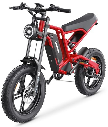 Kanpe Electric Bikes for Adults,15AH Removable Battery 40-80KM Range,Hidoes B6 Electric Mountain Bikes 250W Fat Tire E Bikes for Adults Electric,7-Speed, Dual Shock Absorbers