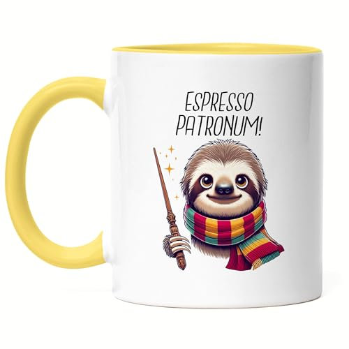 Hey!Print Espresso Patronum Faultier Tasse Gelb - Frecher Zauberspruch