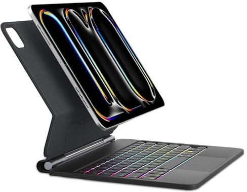 SENGBIRCH Magic Keyboard for iPad Pro 13 M4 2024 - Deutsches QWERTZ Layout Tastatur mit hülle, Hintergrundbeleuchtung Multi-Trackpad Tastatur für iPad Pro 13, Schwarz