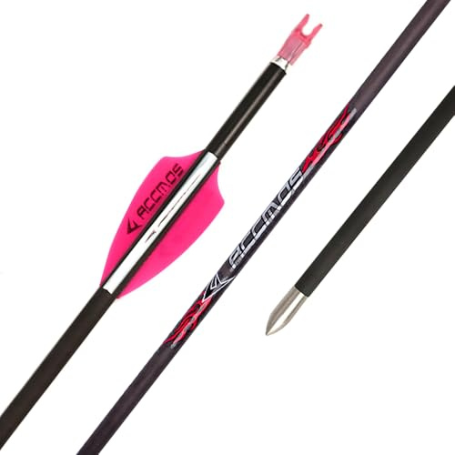 PHILOCS 12Stück ID 4,2 mm Rosa weiße Vane Jagdpfeile Spine 1000 1100 1300 1500 1800 Übungspfeil für Recurve-Bogen Compound-Bögen Bogenschießen (Spine 1300, 26inch)