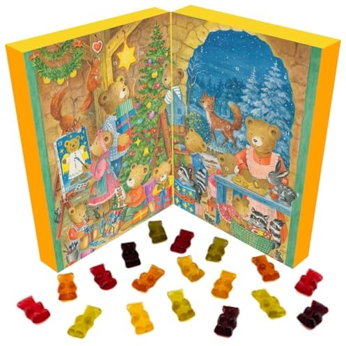 Hallingers Bärchen - Gummibärchen Adventskalender handmade, mit Fruchtsaftbärchen Geschenk für Kinder und Erwachsene (Box) - Geschenk im Sommer & als perfektes Grillgeschenk | Glückwunsch Chanukka Fre