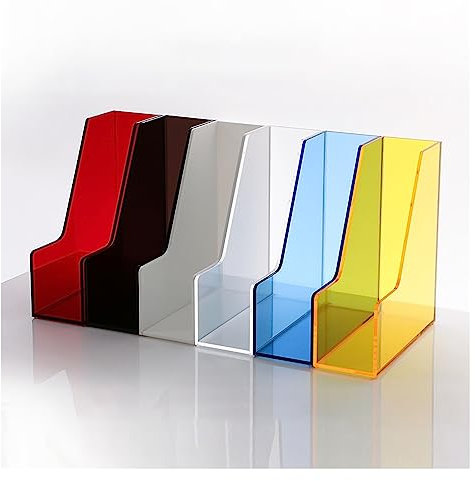Zeitschriftenhalter aus Acryl, vertikaler Aktenhalter für Zuhause, Büro, Schule, bunt, einzelnes Gitter, Organizer (Teefarbe, 24 x 9 x 27 cm)