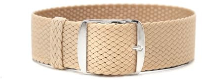 ClassicWatchStraps Perlon Uhrenarmband | Beige - 12 mm - Schließe: Silber Gebürstet | Nylon | Ersatz-Armband
