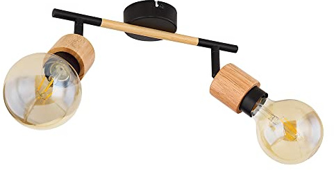 Wall Spotlight Living Room Lamp Moveable Wood Light Black Matt L 30 cm