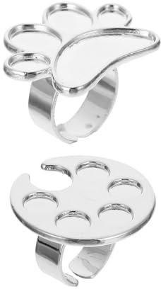 Healeved 2pcs Adjustable Nail Polish Holder Ring Palette 5 Circle 1 Small Footprint for for Mixing Colors and Easy Application