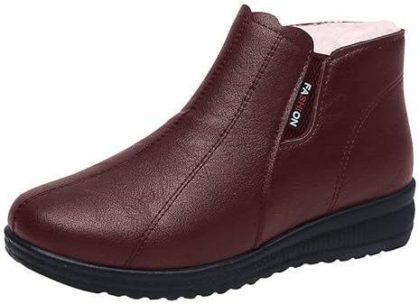 Stivali da Neve Donna Bassi Antiscivolo Imbottiti Con Pelliccia - Scarpe Invernali Antivento Scarponcino Sportive Casual - Stivaletti Gomma Marroni Caldo Scarponi Doposci