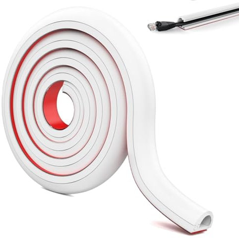 Trunking for Electric Cables 15x10mm, White Cable Trunking, Adhesive Tape Cable Duct to Hide 1 Wire, Flexible Cord Cover for Wires on Wall Floor (White)