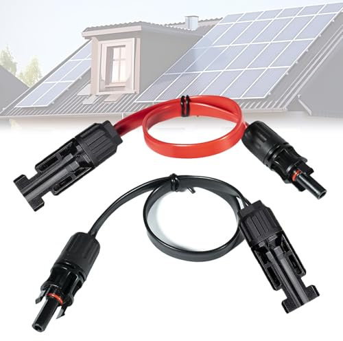 Solar Verlängerungskabel 6mm², 100cm Solarkabel Kabel, PV Verlängerungskabel mit Stecker Kupplung, Flach Fensterdurchführung, PV Kabel für Solarmodule Balkonkraftwerk (2 Stück)