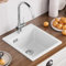Auralum Spüle mit Armatur Set, Granit Spülbecken Weiß 40 x 45 cm + Wasserhahn Küche Chrom