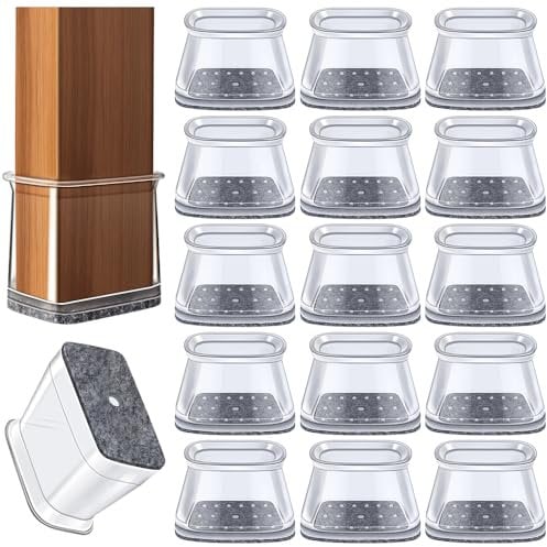 GICUNK 32Pcs Chair Leg Protectors,Rectangular Silicone Chair Feet Caps, Non-Slip And Noise-Reducing Furniture Leg Covers For Wooden Floors(Extra Large Fit L:50-64mm,W:25-38mm)