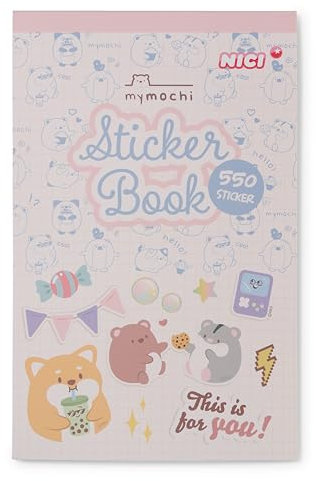NICI Sticker Buch mymochi 16 Seiten 550 Sticker - bunt - Kreativbuch im Kawaii-Design, dekorative Klebemotive und Zauberhafte Aufkleber für endlosen Spaß | 61813