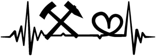 Samunshi® Herzschlag mit Schlägel und Eisen Heartbeat EKG Hunde Aufkleber für Auto Motorrad Helm Fahrrrad Laptop Autoaufkleber Sticker 160 x 56cm schwarz