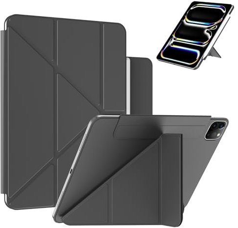 ZOYU Magnetische Hülle für iPad Pro 11 4./ 3./ 2. Generation 2022/2021/2020, Innovative Origami-Magnetabdeckung, Verstellbarer Smart-Ständer, Auto Sleep/Wake, Schwarz