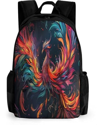 WECECE Rucksack Feuer Phönix Jungen 8 Jahre Schulrucksack Für Kinder Von 6 Bis 10 Jahren Vogel Rucksack Mädchen Leichter Reise Outdoor Freizeit