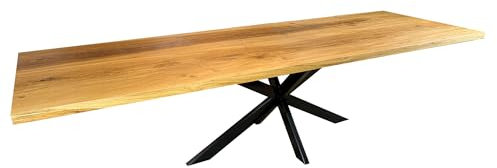H. Pawlik GmbH Esstisch Spider (140x98) aus Massivholz Eiche | Stahl-Untergestell | Massivholztisch | Holztisch Esszimmertisch