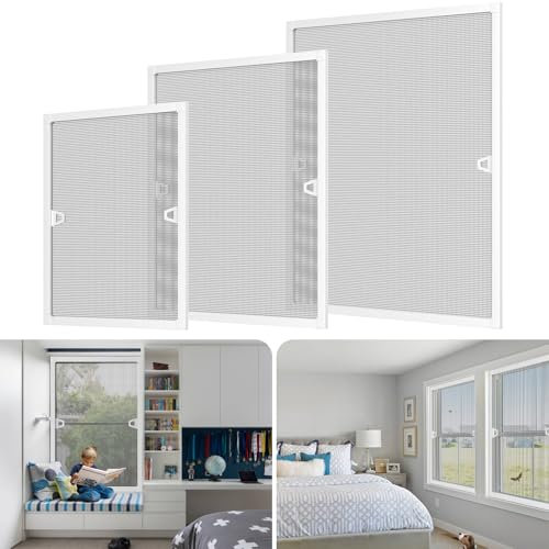 Moustiquaire Fenetre,Moustiquaire À Cadre Tendu En Aluminium,Pas de Perçage ni de Vissage,Individuellement Découpable,Solide,Facile à Installer,100x120cm,Blanc