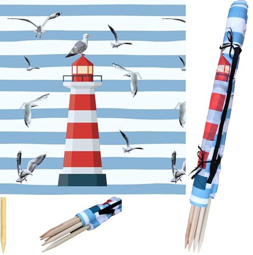 Pullmer Windschutz Strand 8m, Sichtschutz für Strand, Garten und Camping, Strandwindschutz, Strandzaun (Laterne/Möwen)