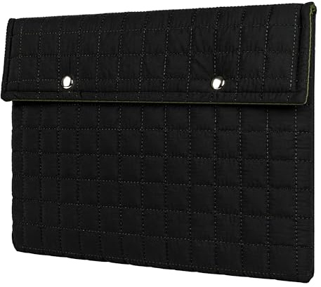 BAAGOAZ 13-14 Inch Laptop Sleeve, Quilted Grid Laptop Case, Black | Protective Bag with Magnetic Snap Closure, Compatible with 13-14-15-16 Inch MacBook Chromebook PC Notebook