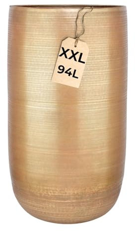 Marrakesch XXL Aluminium Blumenkübel Bodenvase 71 cm Hoch Gold Matt | Pflanzentopf Blumensäule 94 L groß rund für Outdoor Indoor | Blumentopf Blumentöpfe Camiel für Garten Balkon & Wohnzimmer