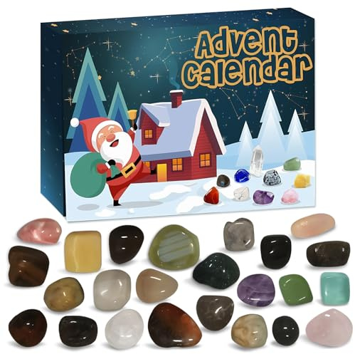 Kristalle Adventskalender Kinder, 24 Tage Adventskalender Cystals, Weihnachten Edelsteine Erwachsene, Weihnachtskalender Countdown Steine für Familie und Freunde Weihnachtsgeschenke