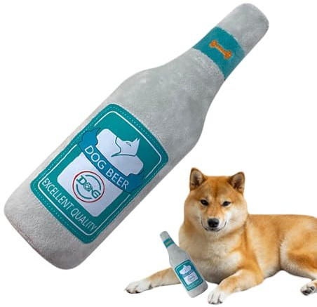 Hiemible Jouets à Coupin pour Chien | Jeu Interactif Forme Bouteille de Vin - Jouet Couché Squeaky pour Chien - pour Mâchonnement Stimulation Mentale Activité Physique Intérieur Extérieur Caisse