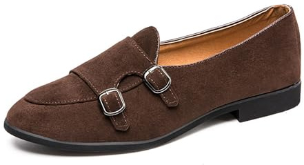 JHYUUKAU Zapatos De Vestir para Hombre Hebilla Doble Monkstrap Sin Cordones, Zapatos Casual & Negocios, Piel Sintética De Ante