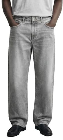 Burocs Baggy Fit Jeans - Ash Fade Grey - Jeans Herren - 5-Pocket-Style - Mit YKK-Reißverschluss - 100% Baumwolle, Farbe:Ash Fade Grey, Hosengröße:W36 L32