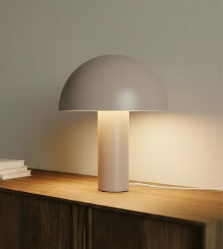 NEONA TIO Tischleuchte Schwarz Eisen Retro Pilzdesign, Tischlampe E14 Fassung Verstellbarer Kopf, Nachttischlampe Sideboard Schreibtisch (Sand)