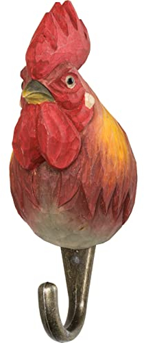 WILDLIFEGARDEN Wildlife Garden WG519 Haken Hahn - Handgeschnitzter Tierhaken aus Holz und Metall - die Haustiersammlung
