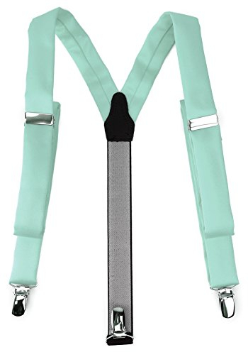 TigerTie schmaler Unisex Hosenträger in Y-Form mit 3 extra starken Clips - Farbe in mint grün einfarbig Uni - hochwertige Verarbeitung
