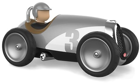 Baghera Spielzeugauto Silber | Retro Modellauto aus langlebigem ABS Kunststoff | Modell Rennwagen für Kinder ab 1 Jahr