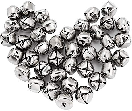 Suneast 100 Stück Weihnachtsglocken, Metallglocken zum Basteln von Schmuck - Silber - 6 mm