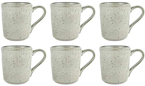 6x Becher, Tasse SAND DUNES H. 10,5cm creme sand aus Steingut Ib Laursen