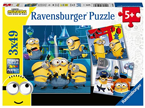 Ravensburger Kinderpuzzle - 05082 Witzige Minions - Puzzle für Kinder ab 5 Jahren, mit 3x49 Teilen