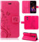 betterfon Hülle Kompatibel mit LG X Power 3 | Premium PU Leder Handyhülle Wallet Case für X Power 3 | Schutzhülle Blumen Klapphülle Handyhülle | Pink