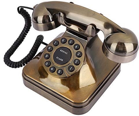 Téléphone Filaire, Téléphone en Bronze Antique Appelant de Bureau de Téléphone Fixe Vintage pour la Maison et Le Bureau