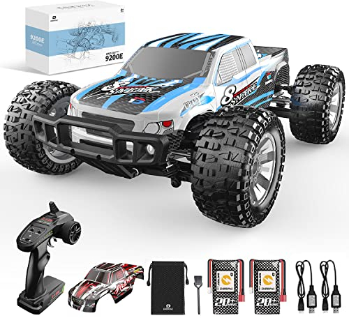 DEERC Ferngesteuertes Auto, 1:10 Offroad Car 4WD 48 km/h Geländewagen Spielzeug mit 2 Schalen, 2 Akkus für 40 Min. Laufzeit, 2,4-GHz -Fernbedienung für Erwachsene und Kinder (9200E)