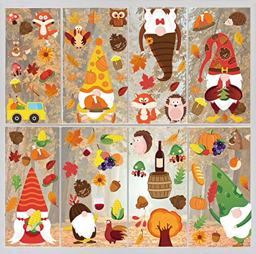 Erntedankfest Fensteraufkleber, Herbst Fensterbilder, Ahornblätter Fenster Aufkleber, Ohne Kleber Thanksgiving Fensterdeko für den Herbst Froh Thanksgiving Party Erntefest Saisonale